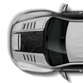 Top-down view of a car on a white background